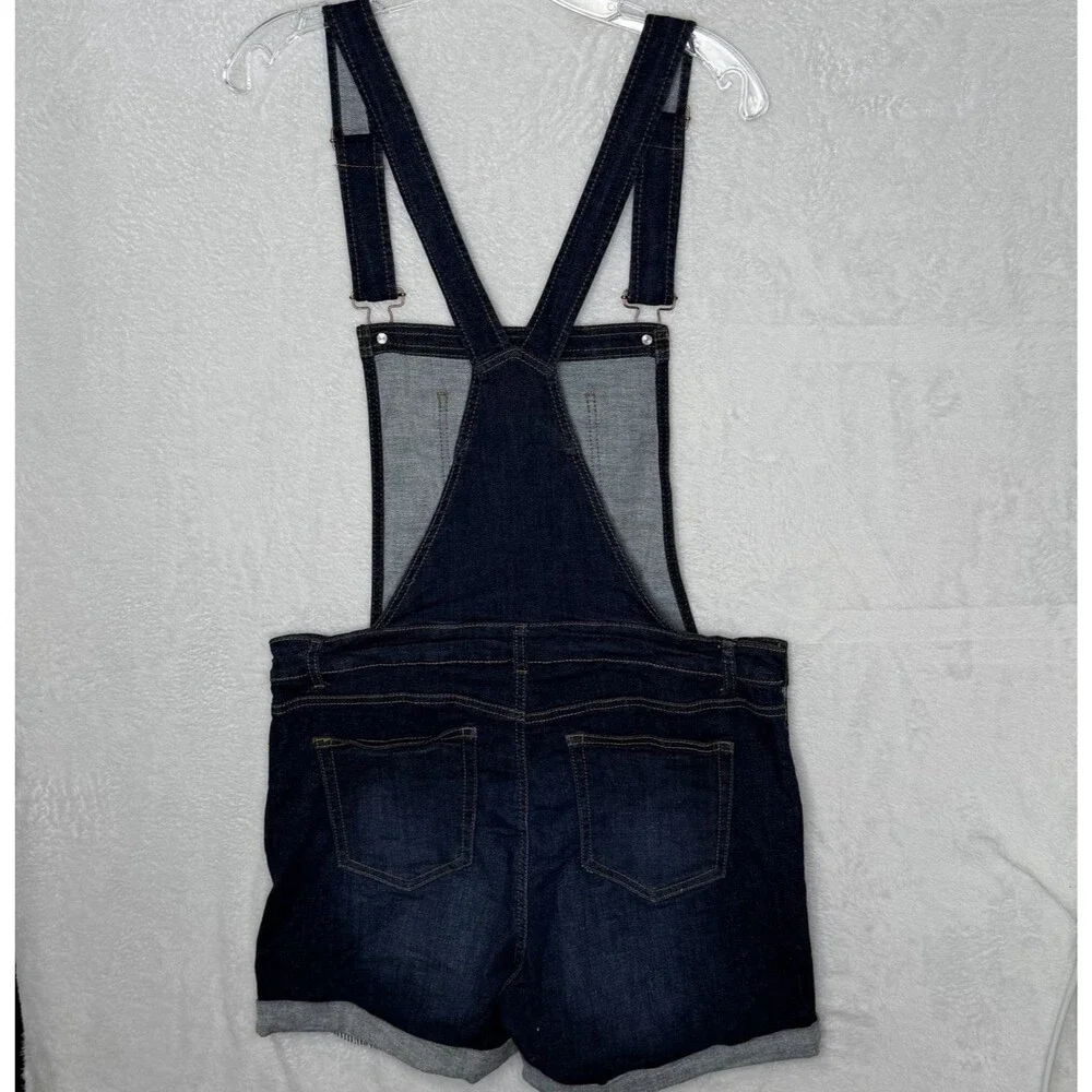 Wax Jeans Shortalls Dark‎ Blue Overalls Shorts Distressed Stretch Size 2X/3X